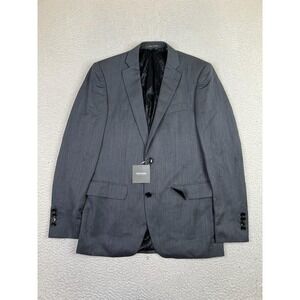 Indochino Blazer Mens 38R Gray 100% Wool Two Button Suit Jacket MTM Lined NEW